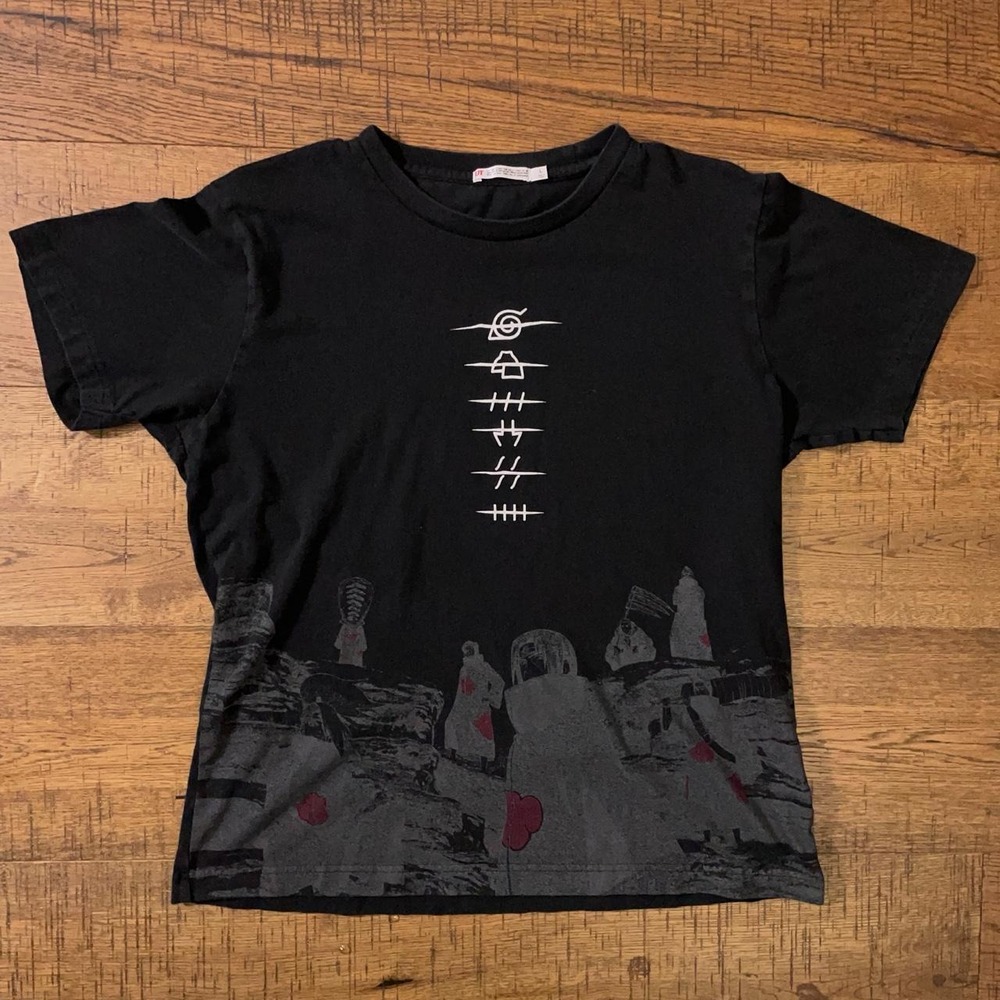 Uniqlo Naruto T-Shirt Womens L Black Streetwear Akatsuki Anime Graphic Tee